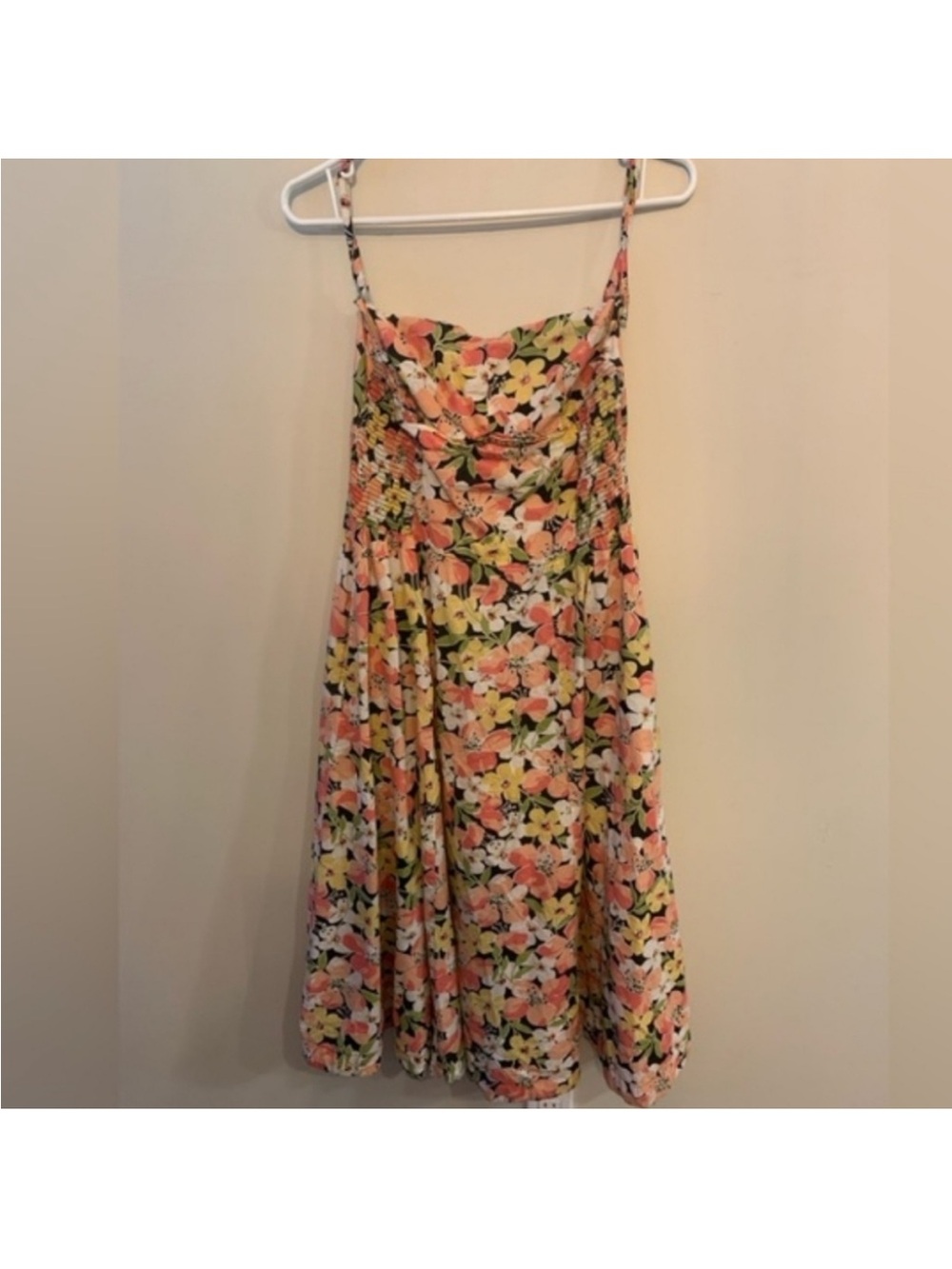Vintage April Cornell 100% Cotton Midi Dress Floral A line pink sweetheart S - Picture 8 of 10